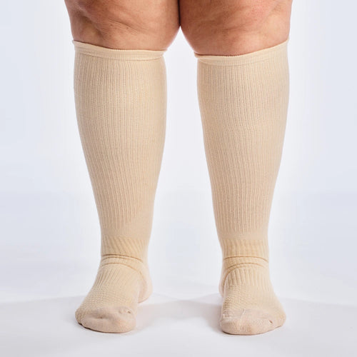 Beige stödstrumpor