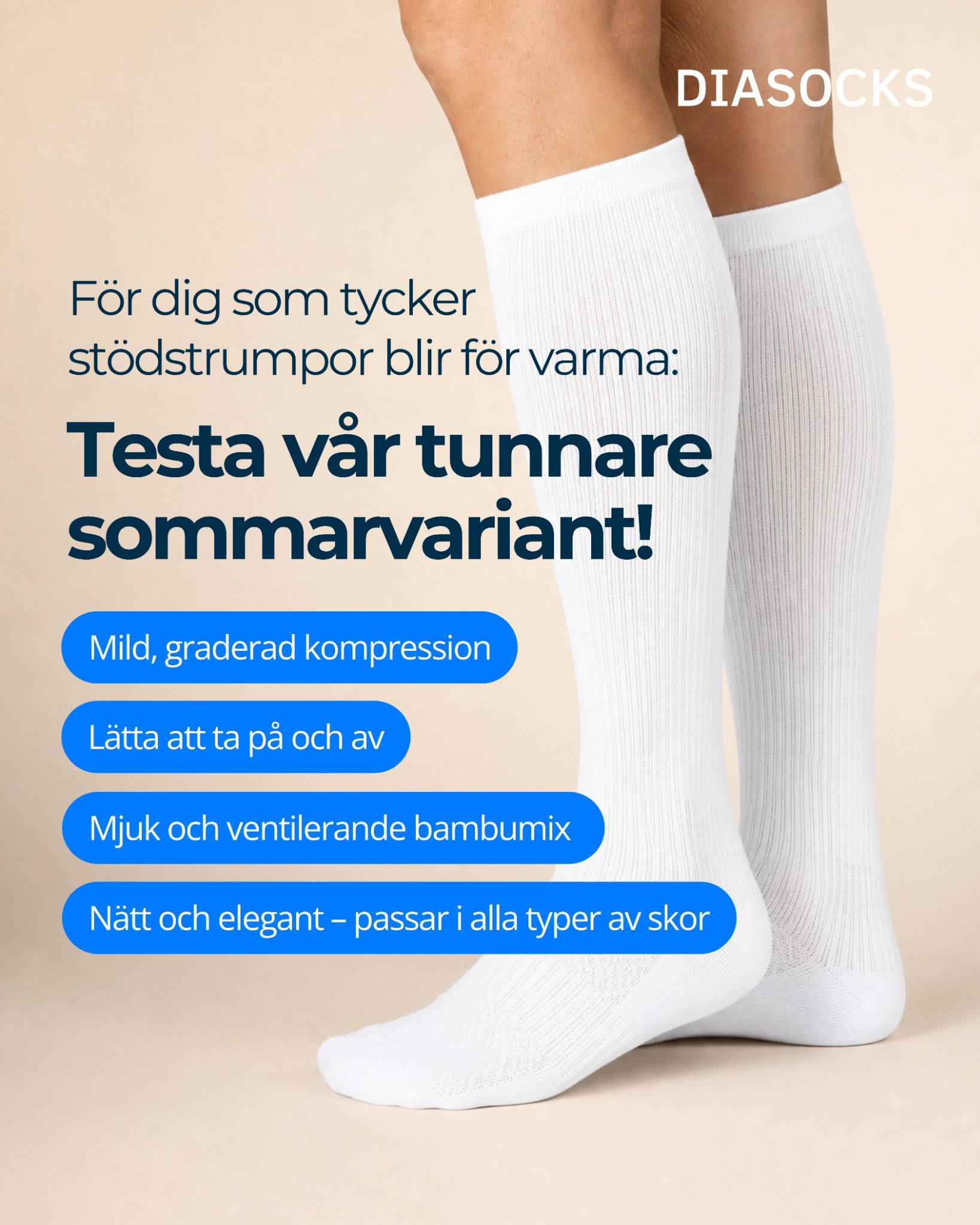 Diasocks Tunn Stödstrumpa (12–15 mmHg)