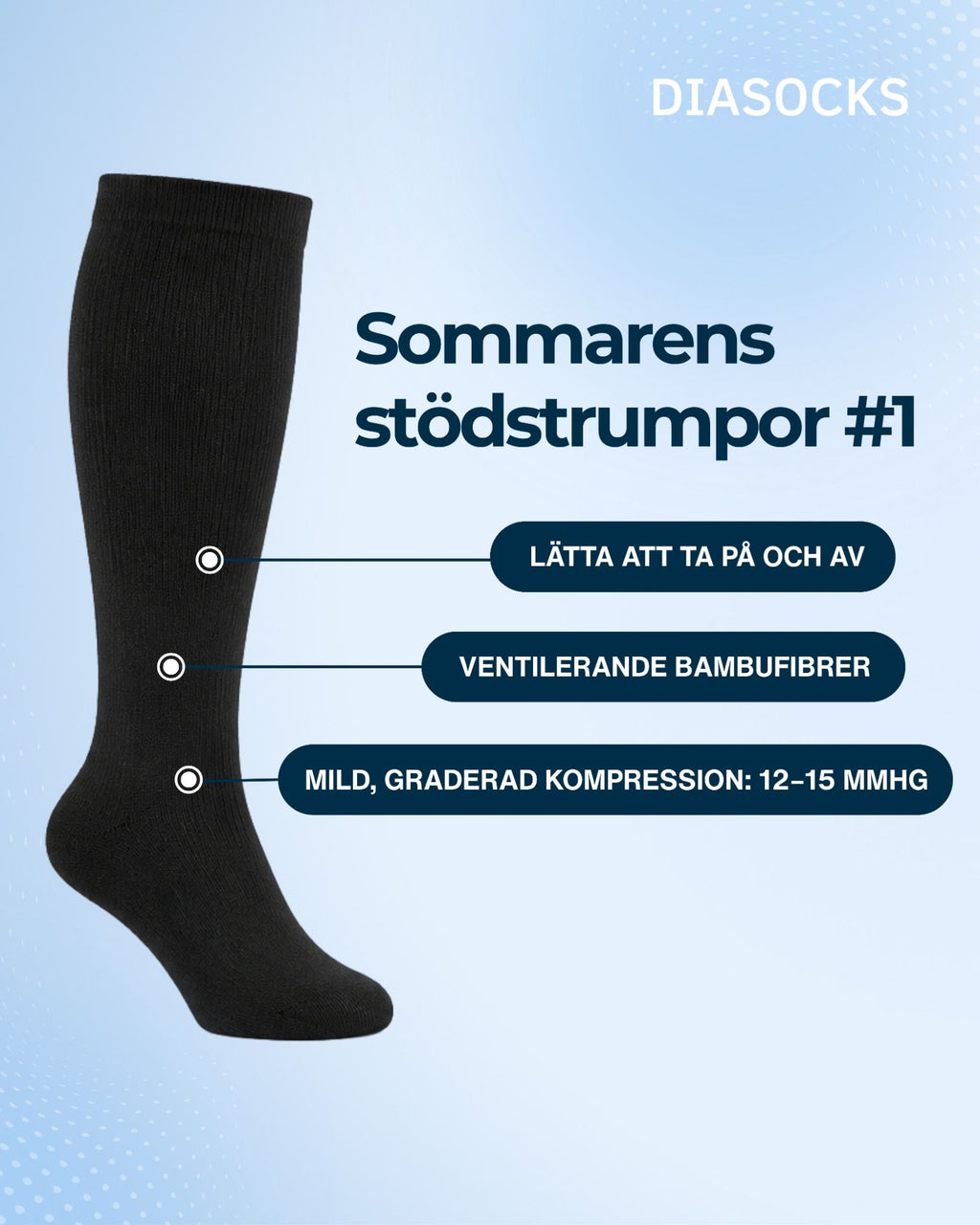 Diasocks Tunn Stödstrumpa (12–15 mmHg)